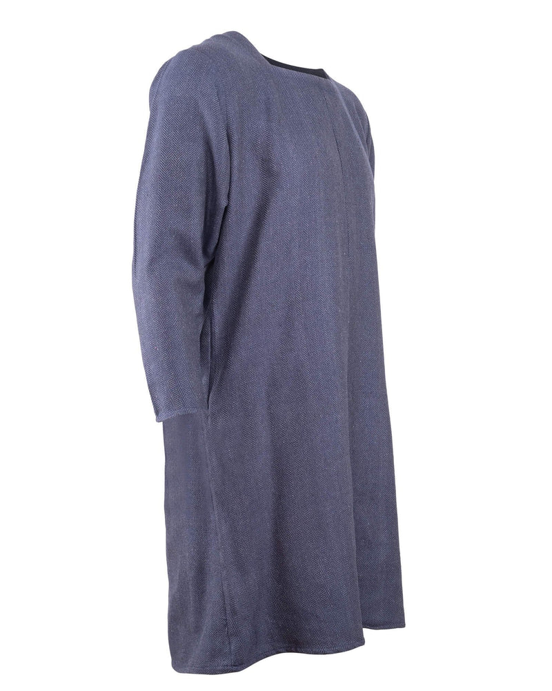 Medieval tunic Sigeric, herringbone pattern, blue