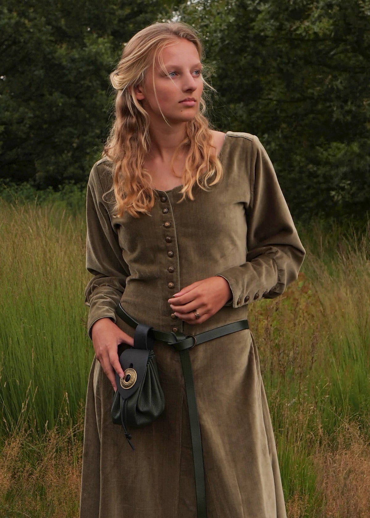 Velvet cotehardie Christina, green