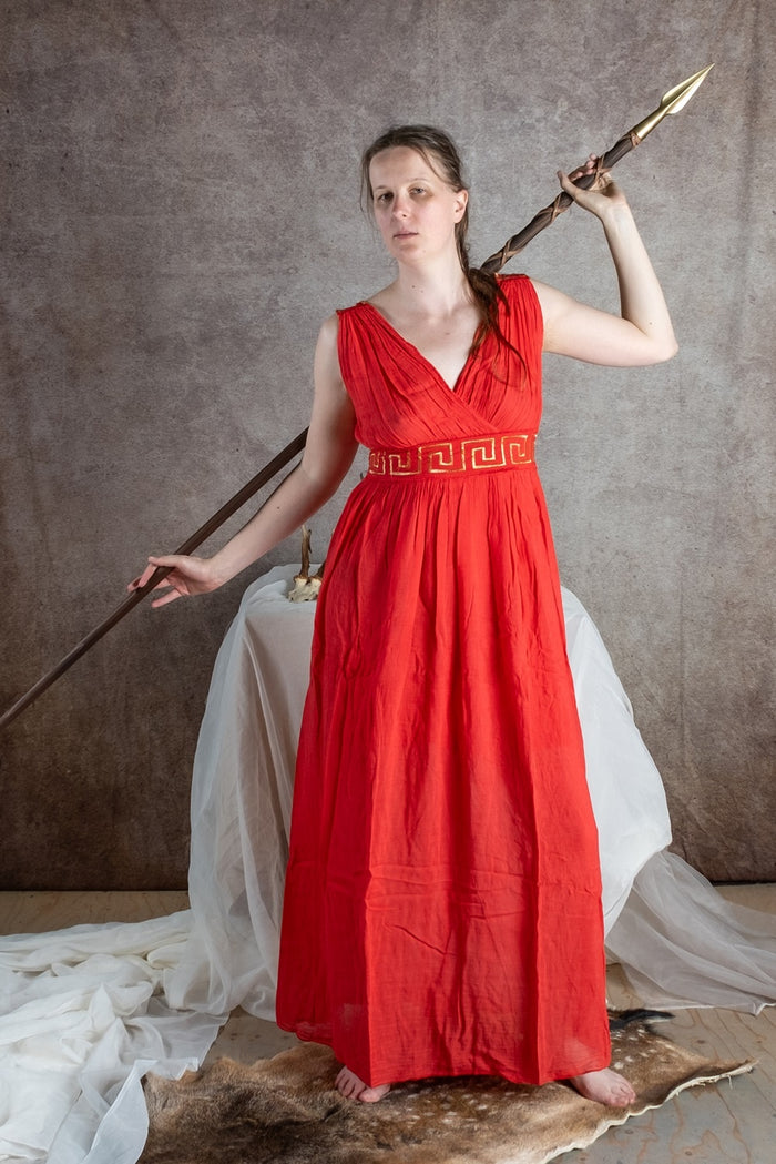 Goddess dress Penelope, coral red