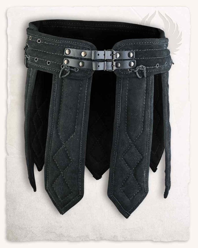 Falda de gambesón de cuero Tenebra, negra