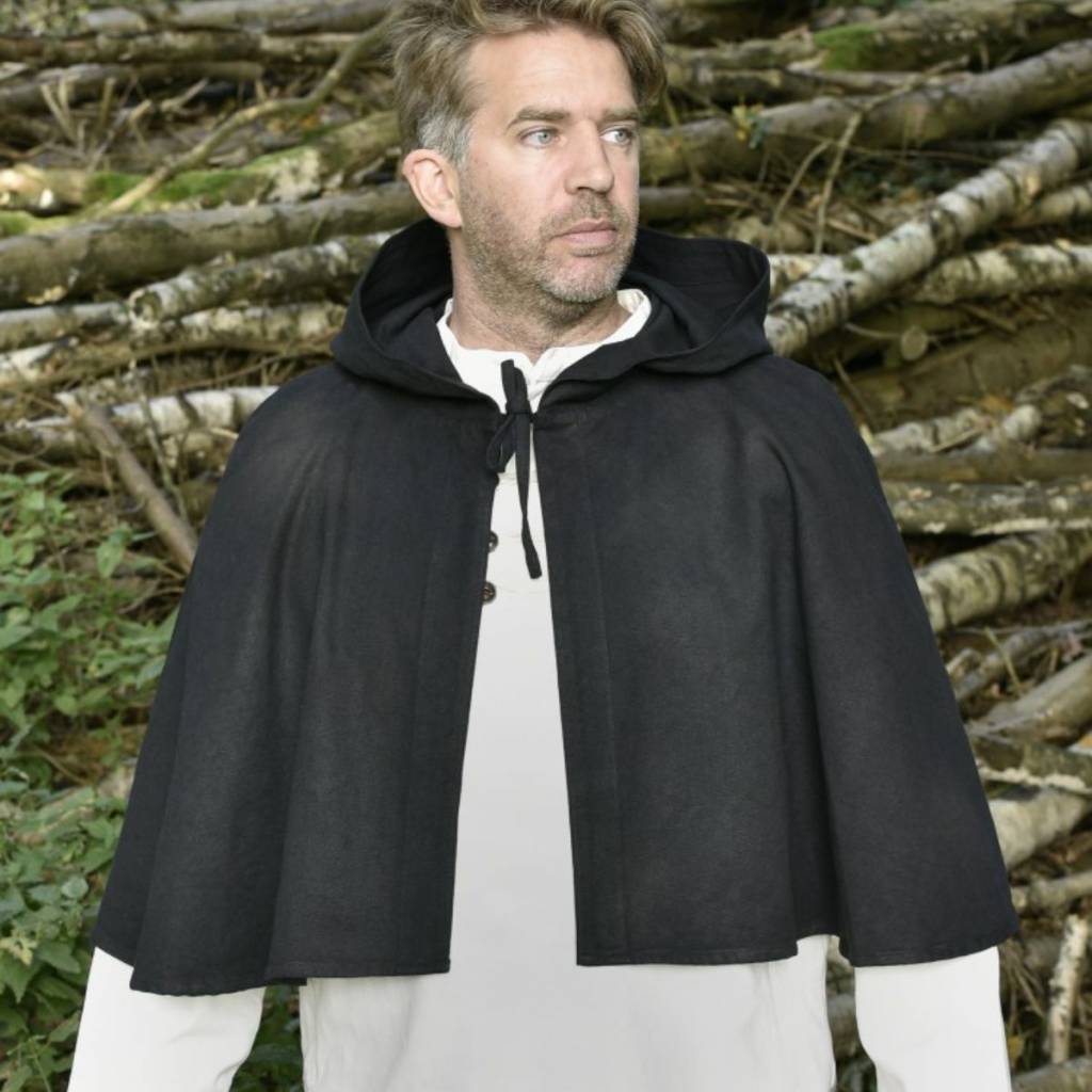 Mittelalterliche Gugel Oswell, schwarz