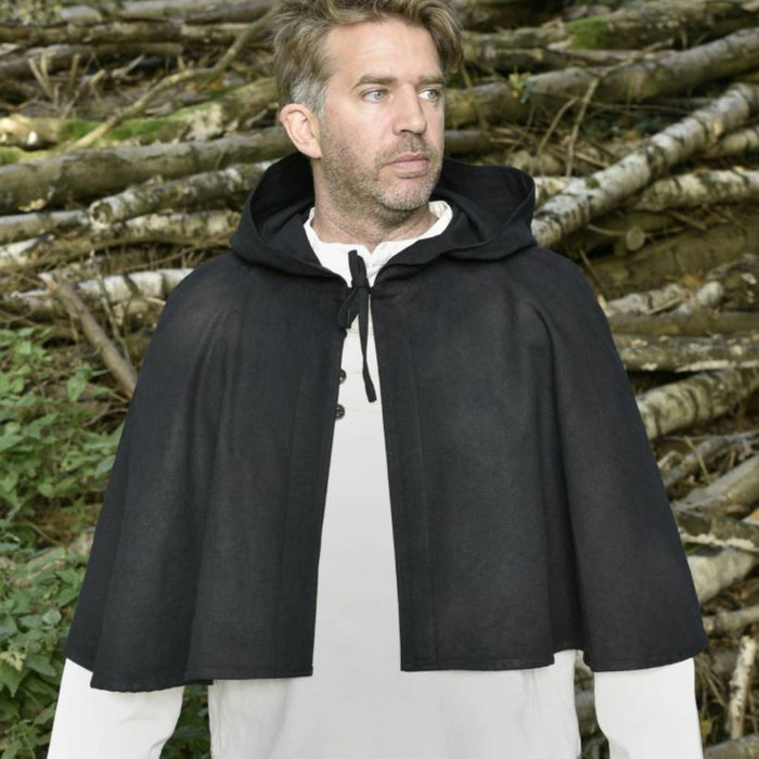 Mittelalterliche Gugel Oswell, schwarz