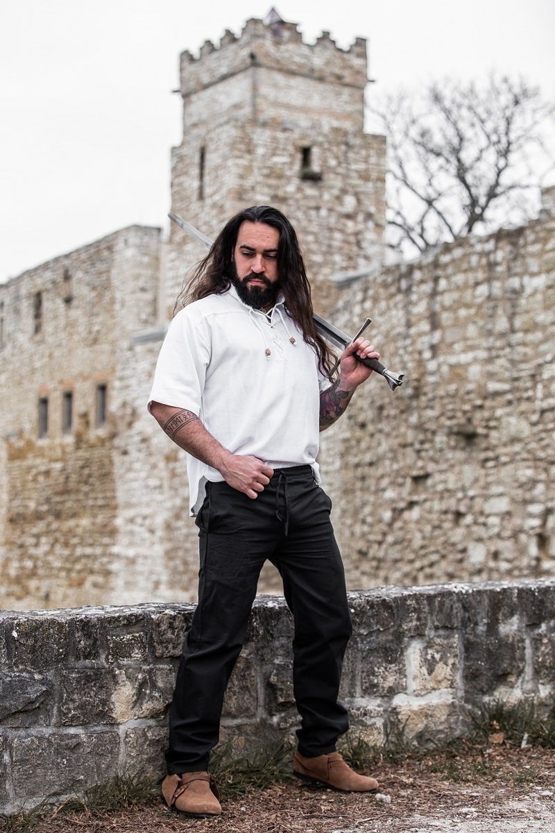 Chemise médiévale à manches courtes, blanc