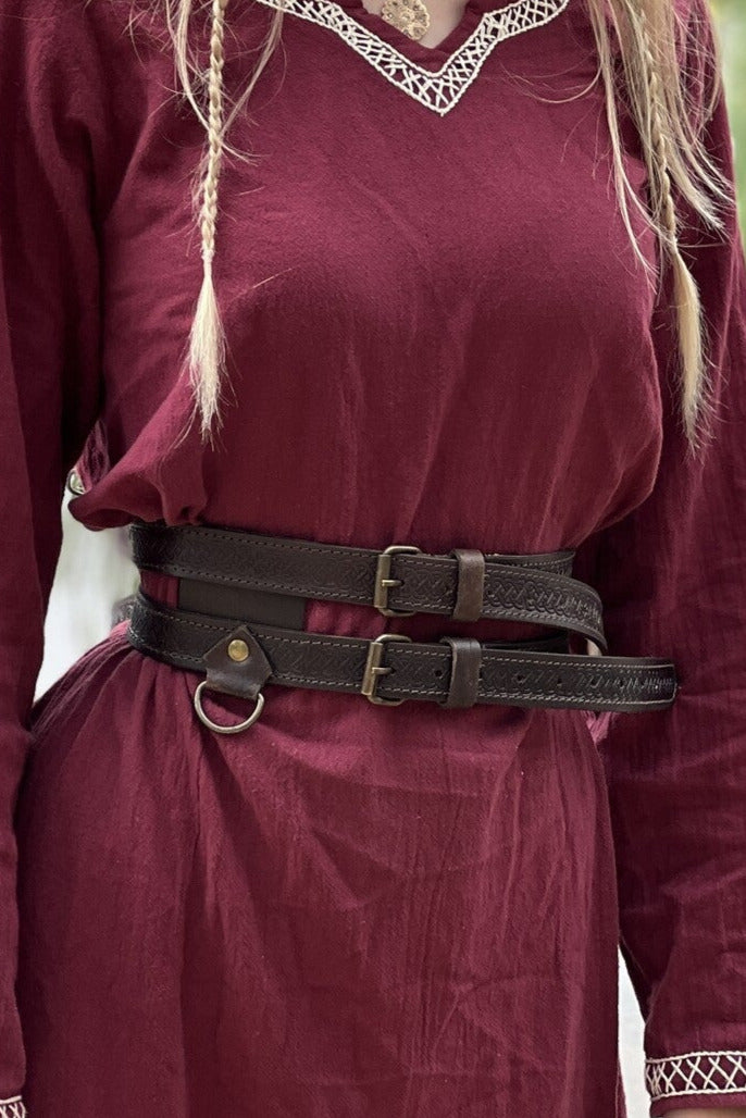 Double Viking belt Floki, dark brown