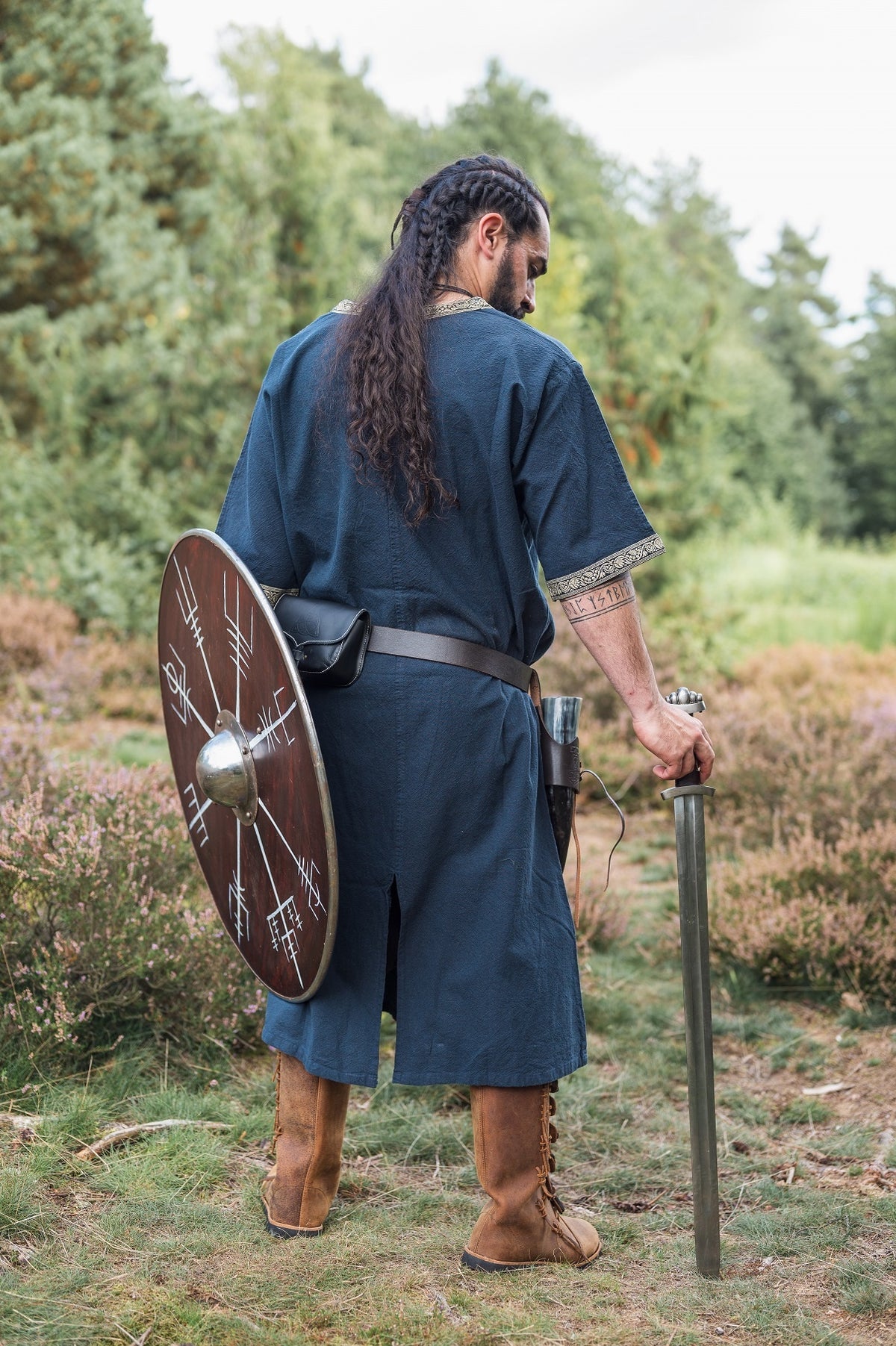 Keltische tuniek, korte mouwen, donkerblauw