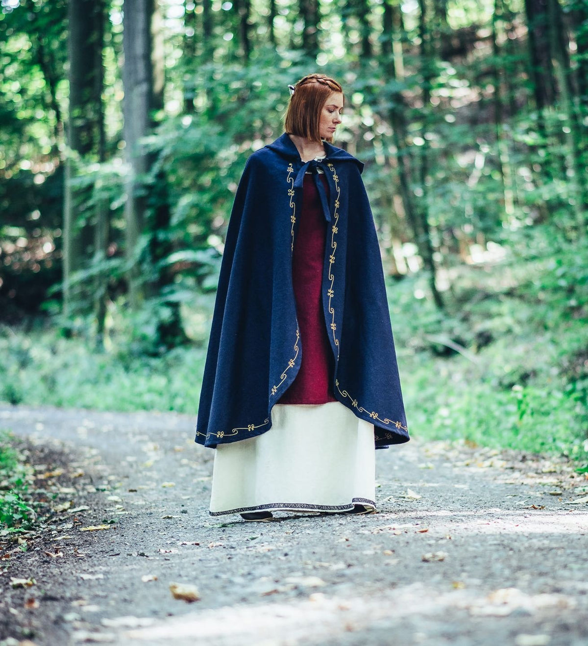 Manteau Ceridwen, mélange de laine, bleu