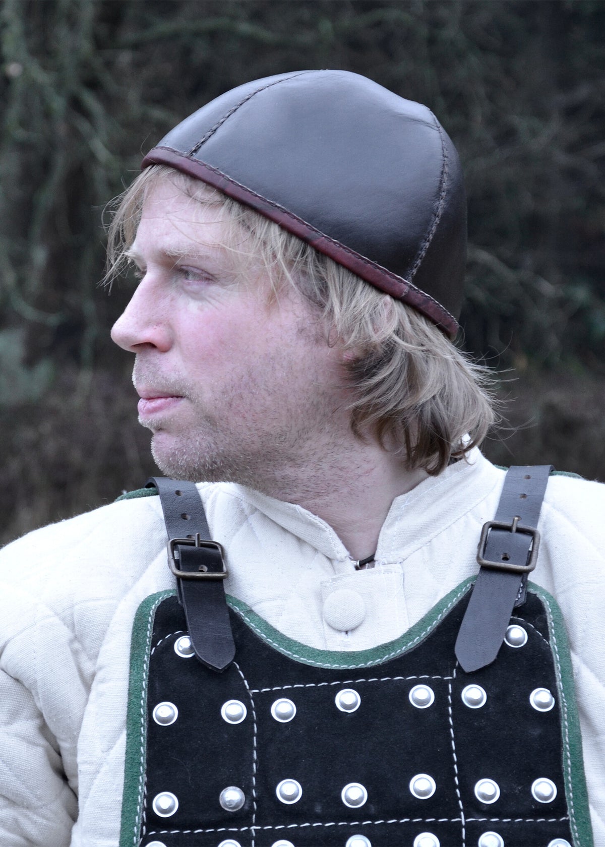 Historische kap, leer, bruin