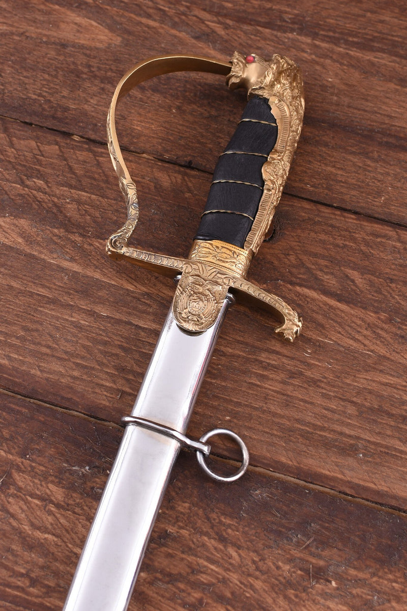 Sabre d'officier allemand tête de lion, semi-tranchant