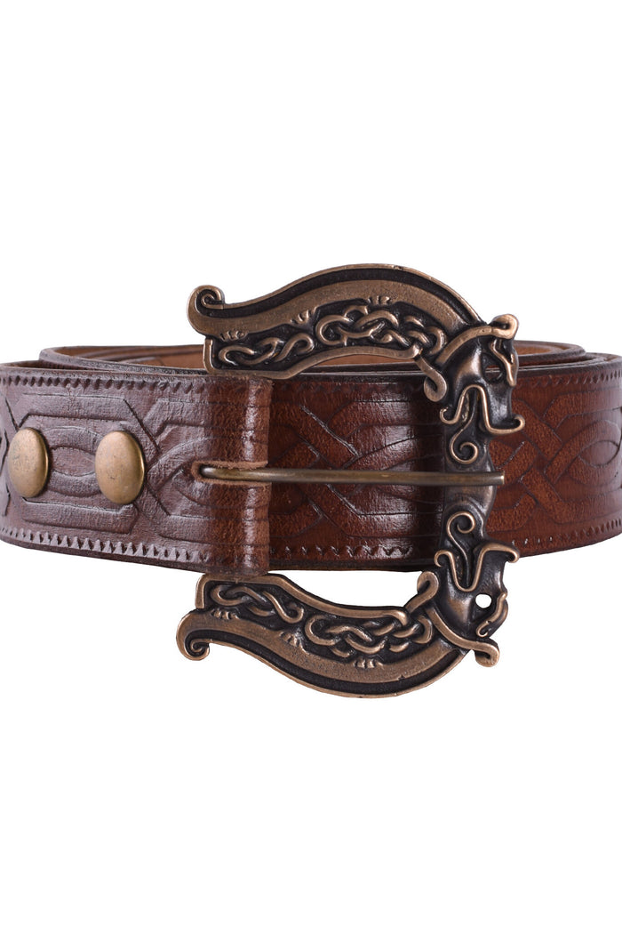 Cinturón celta de cuero, 170 cm, marrón