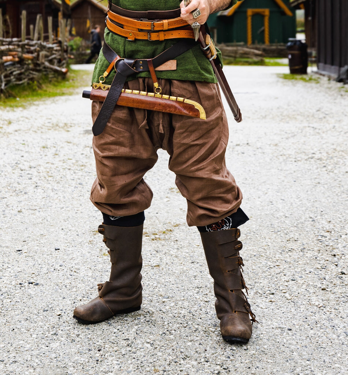 Linen Viking Trousers Odin, brown