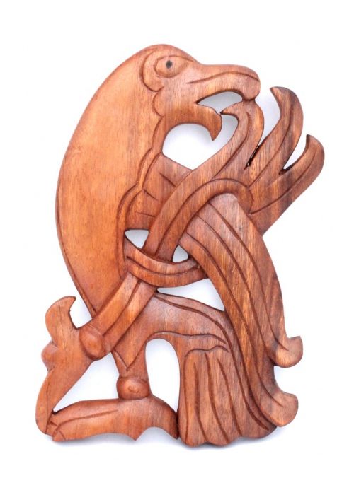 woodcarving viking raven