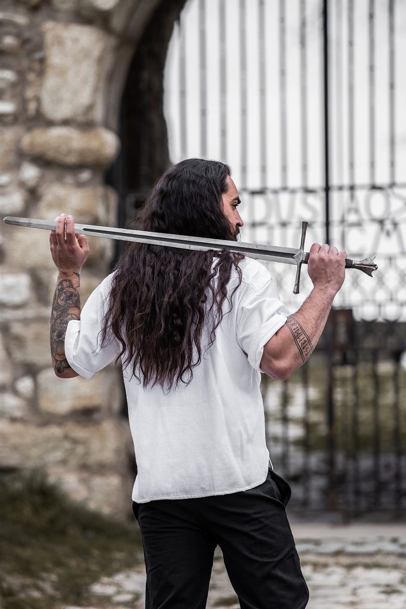 Chemise médiévale à manches courtes, blanc