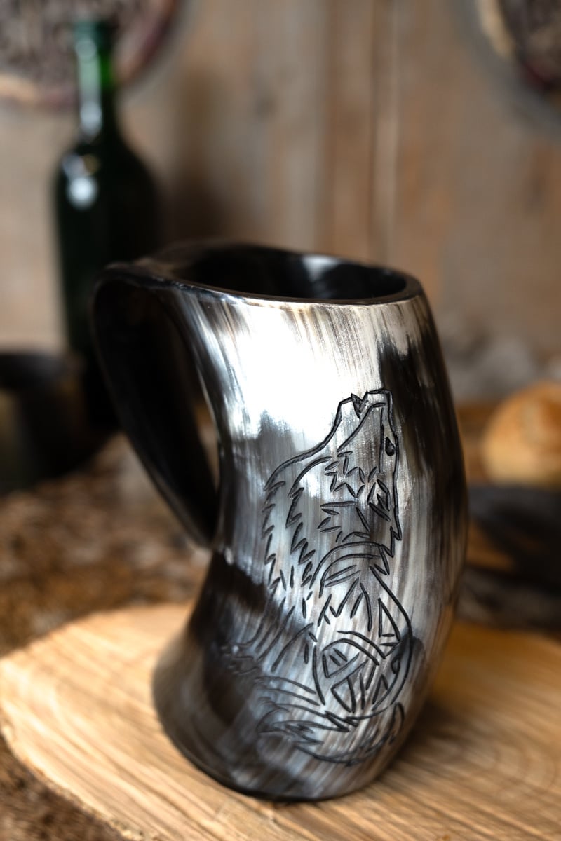 Wikinger Trinkhorn Becher Fenrir, 500–650 ml
