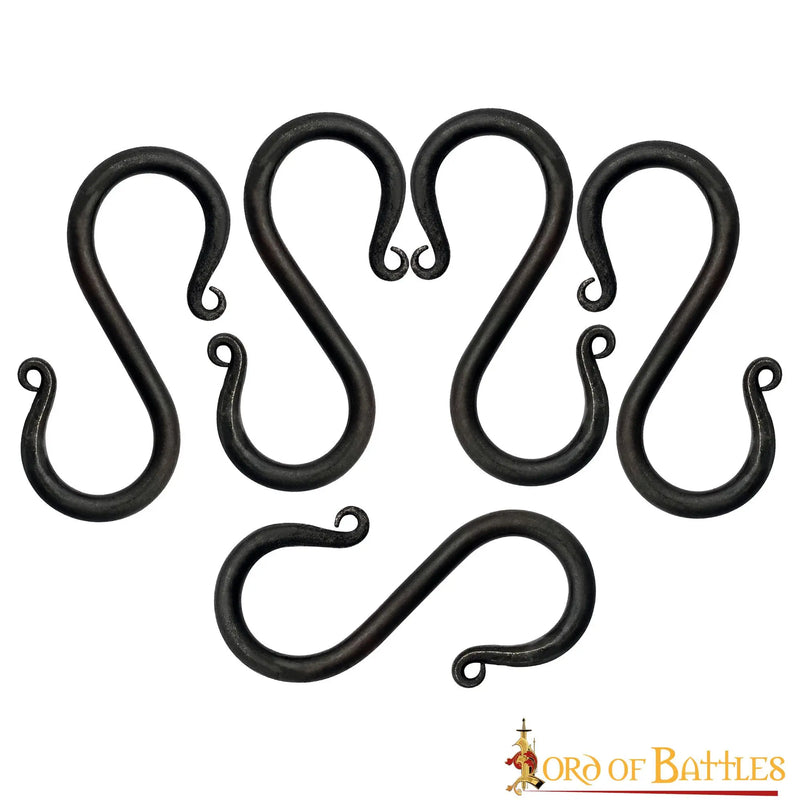 Hand-forged S-hooks set of 5 pieces, 8cm
