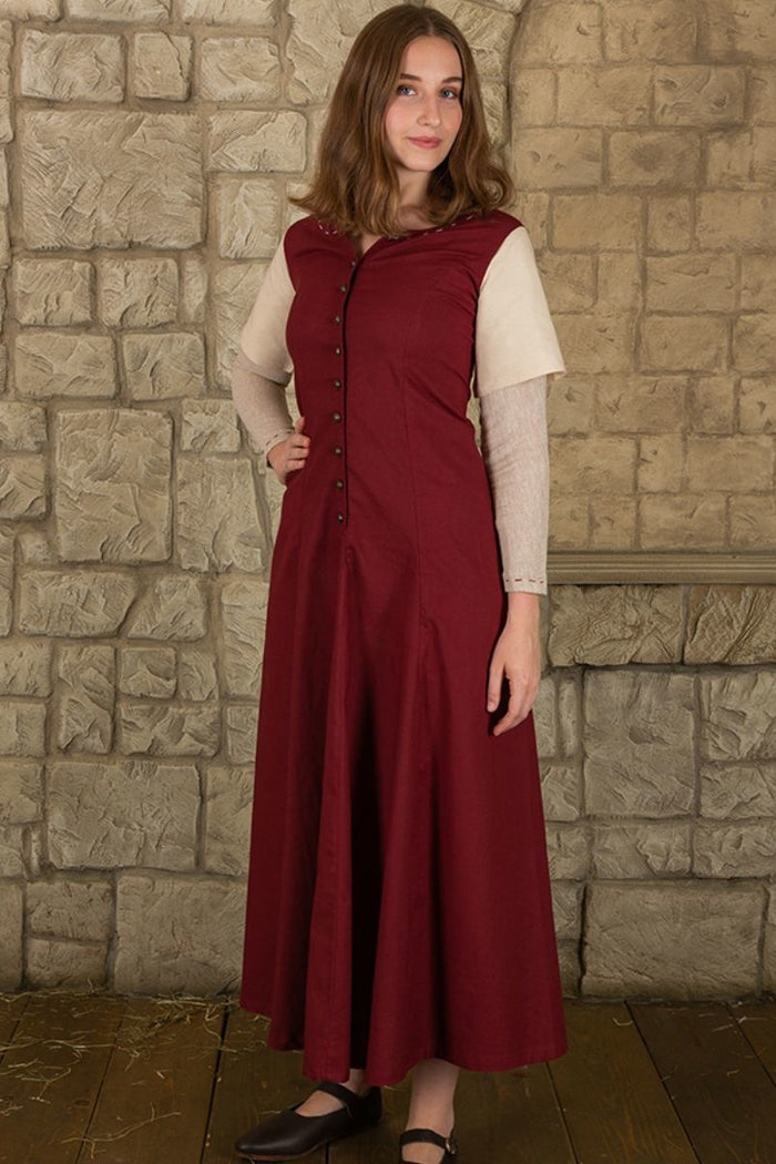 Mittelalterliche Kirtle Elodie, rot creme