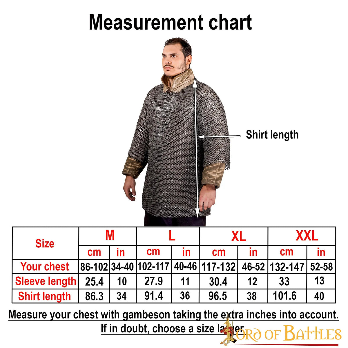 Maliëhaubergeon, blandede flade ringe, runde klinknagler, 9 mm