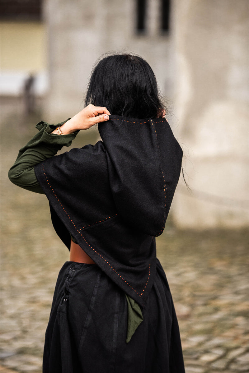 Capuchon Skjoldehamm Halfdan, noir, mélange de laine