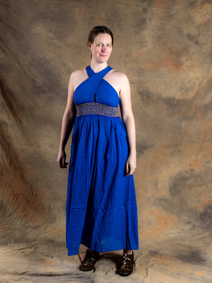 Gudinneklänning Persefone, kungligt blå