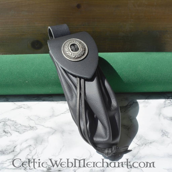 Middeleeuwse geldbeurs, groot, zwart