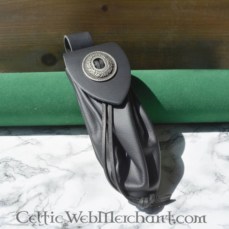 Medeltida penningpung, stor, svart