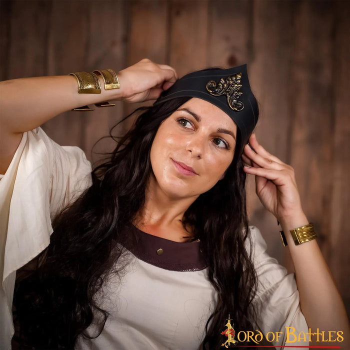 Leren tiara Estel, zwart
