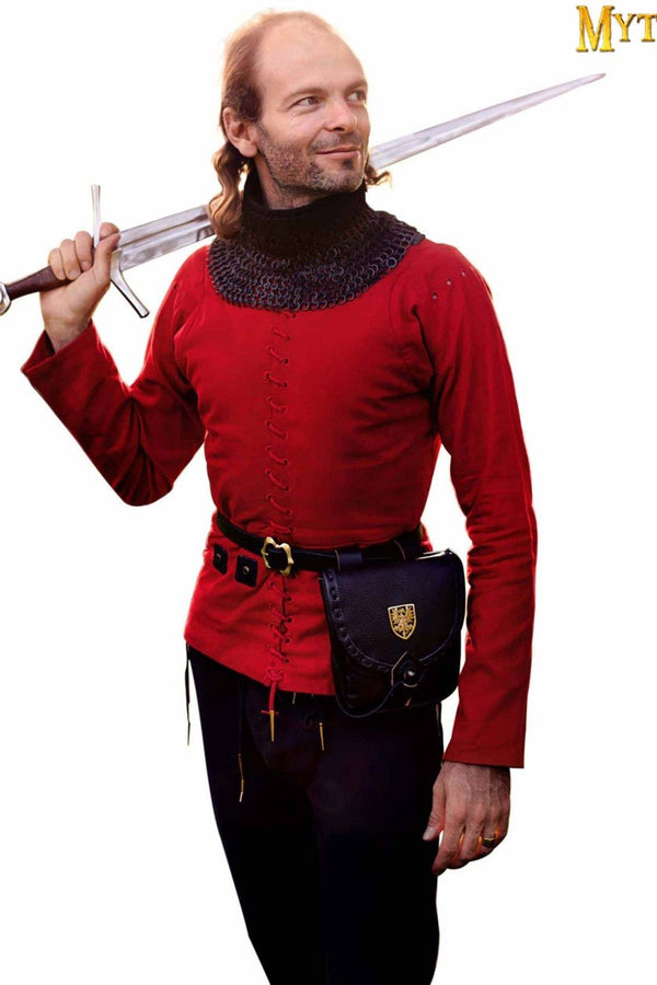 15th century arming doublet, red