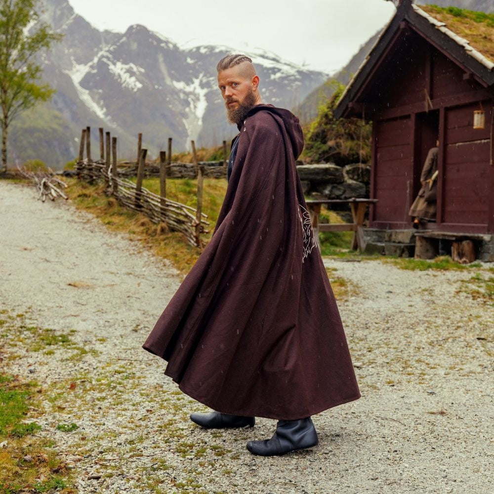 Vikingkappe Fenrir, ullblanding, brun