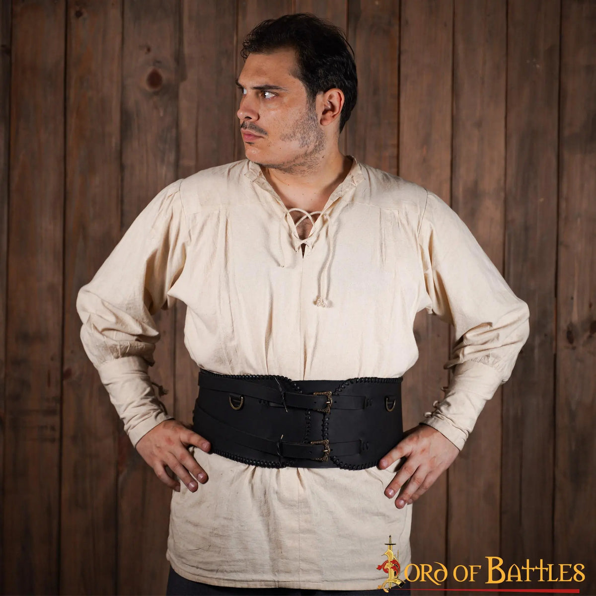 Large ceinture viking, brun