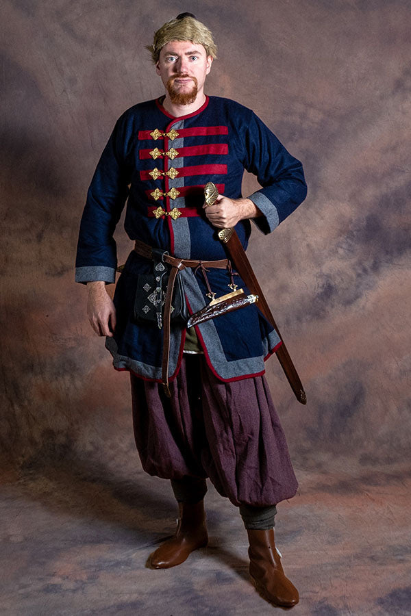 Rusvik wikiński płaszcz Kosma, niebieski, mieszanka wełny