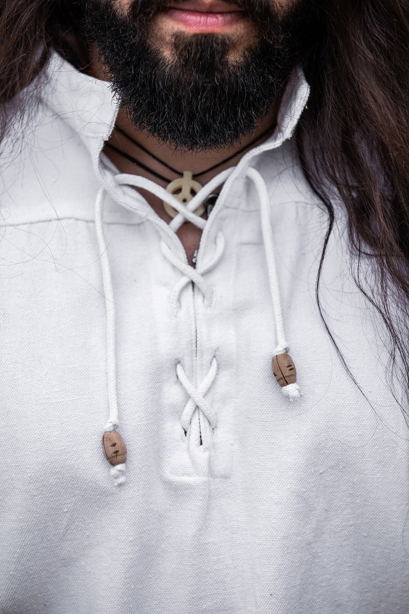 Chemise médiévale à manches courtes, blanc