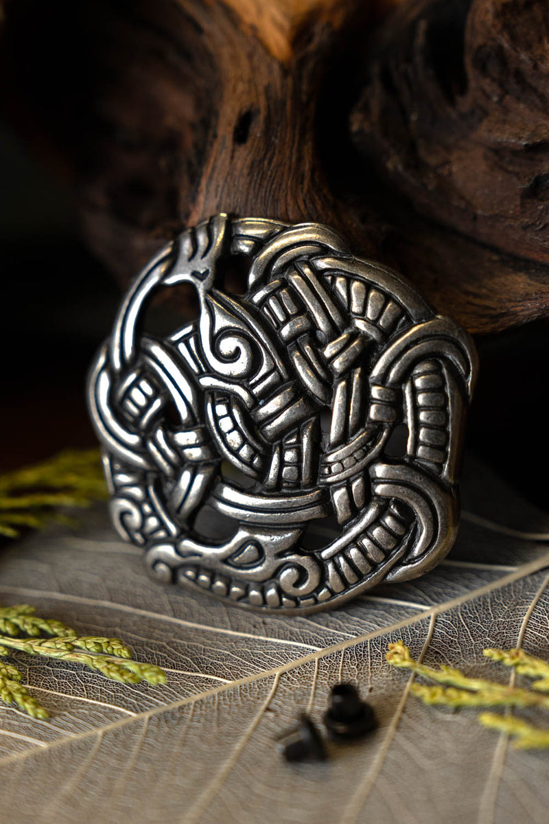 Herraje vikingo serpiente de Midgard, plateado