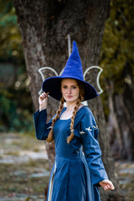 Witch hat, wool felt, blue