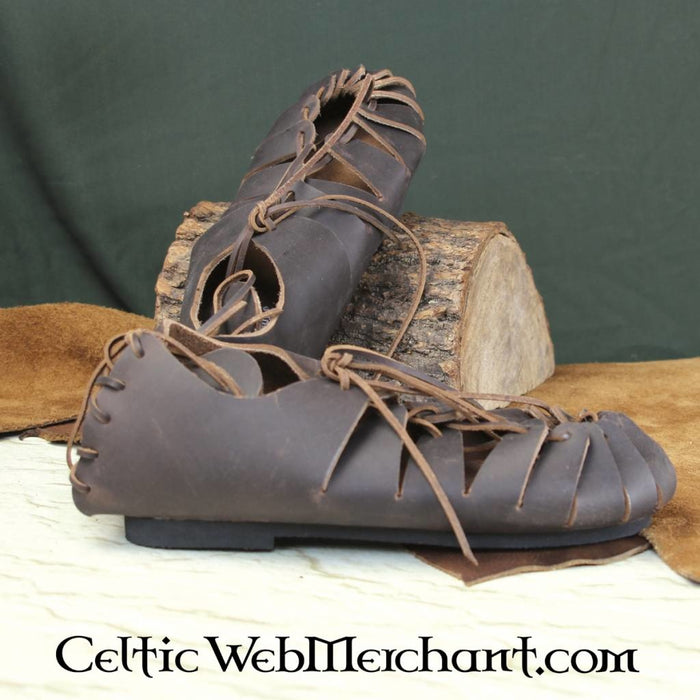 Leather sandals, Iron Age, brown