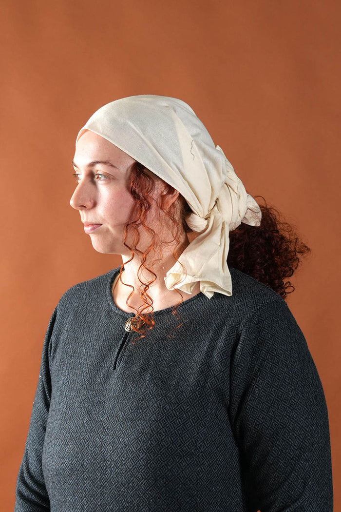 Middelalderligt hovedtørklæde, creme