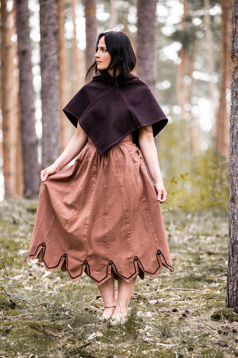 Capuchon Skjoldehamm Halfdan, marron, mélange de laine