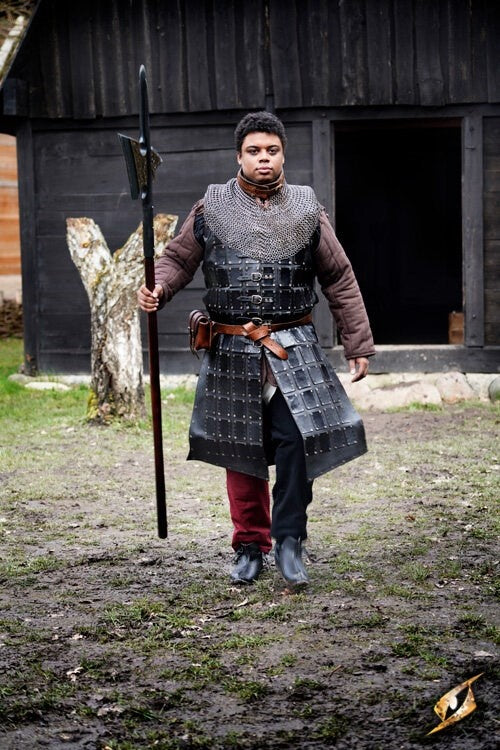 Długa skórzana brygantyna, czarna