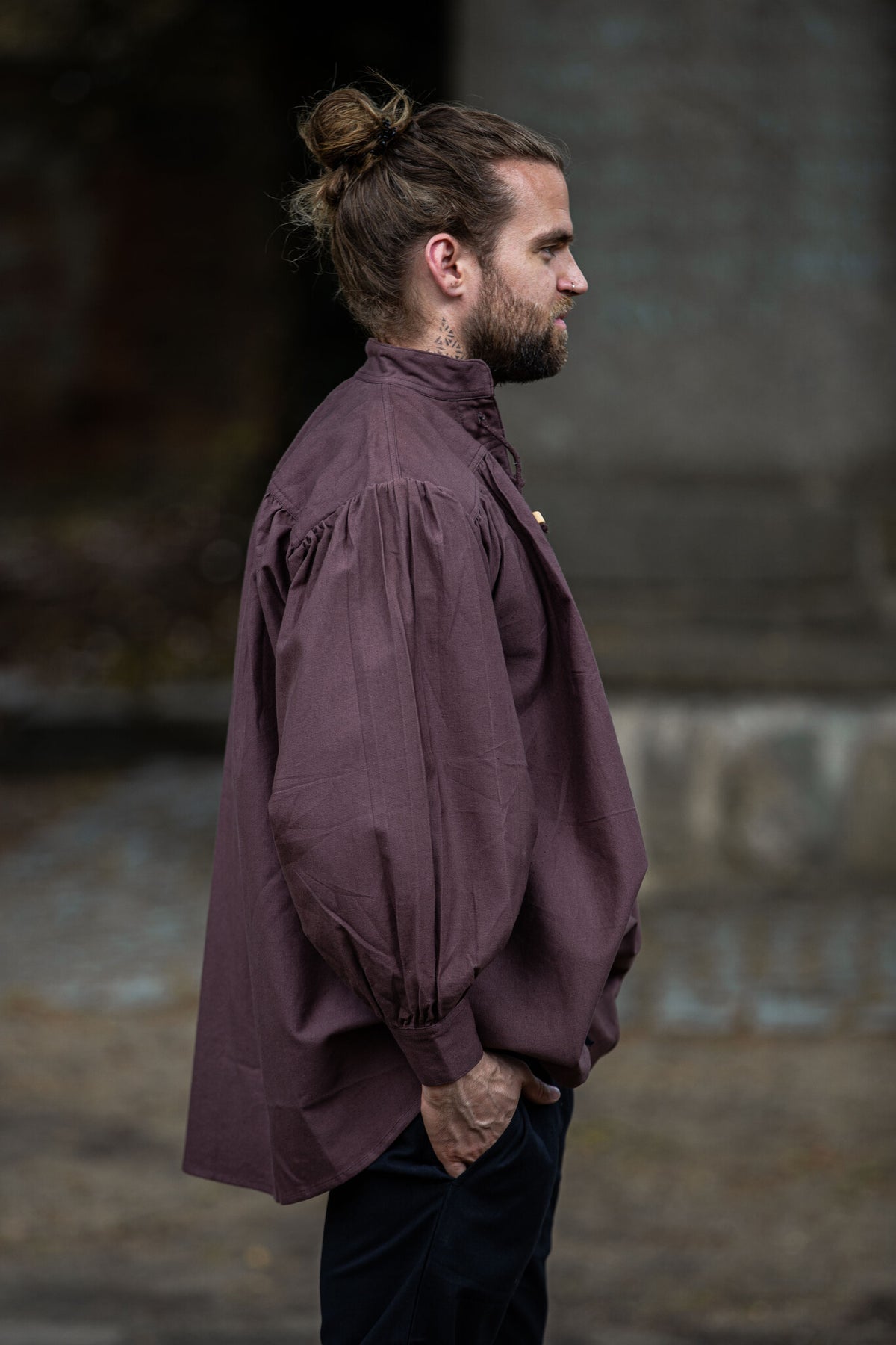 Pirate shirt with collar, brown
