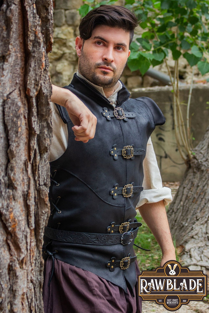 Diego Leren Jerkin - Zwart