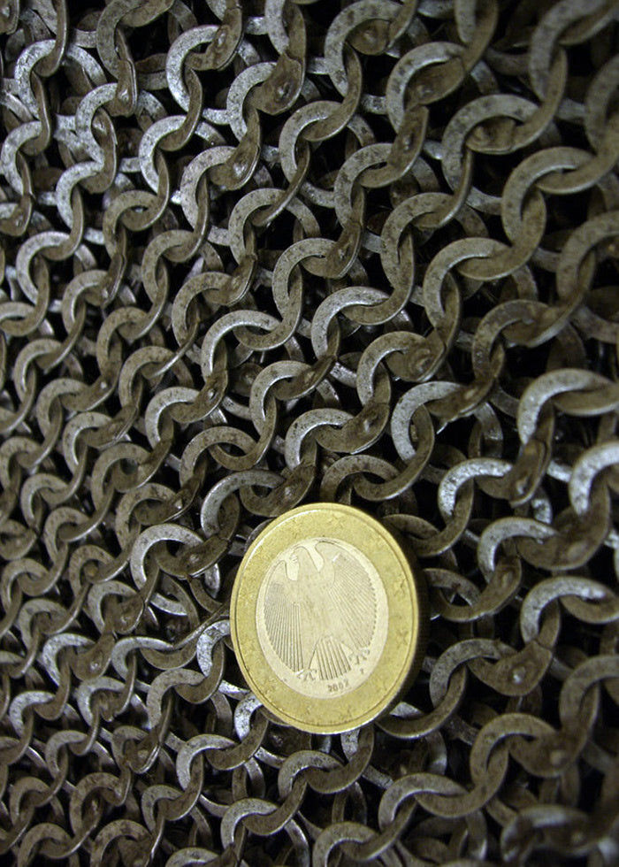 Camail, mixte anneaux plats-rivets en coin 8mm