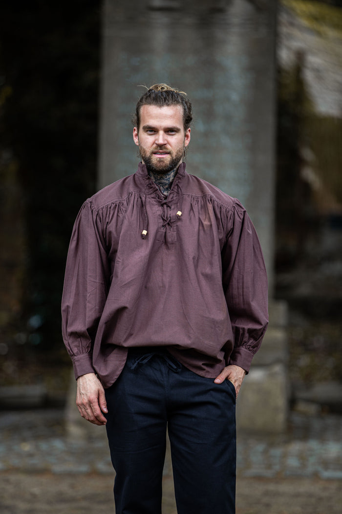 Piratenhemd mit Kragen, braun