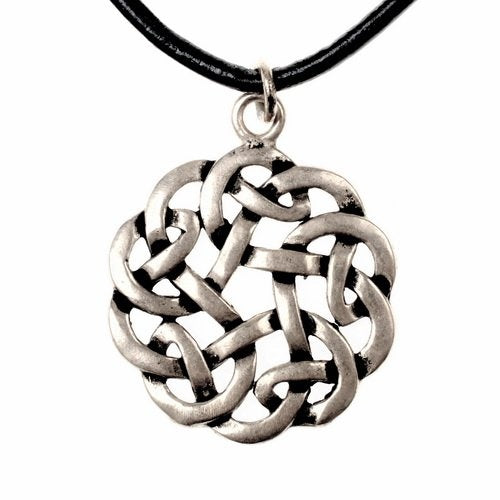 Amulett runder keltischer Knoten, versilberte Bronze