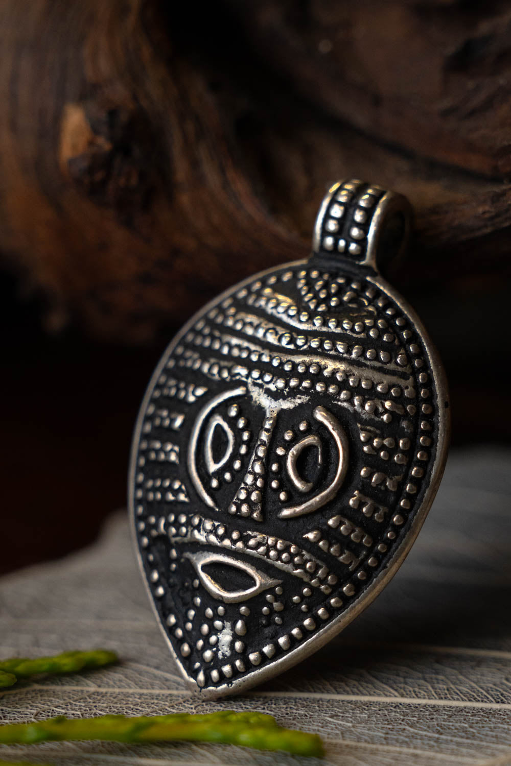 Viking mask amulet Gotland, silvered bronze