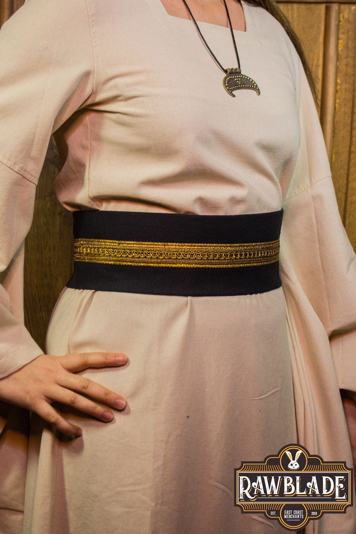 Jeanne stoffen riem - Zwart/goud