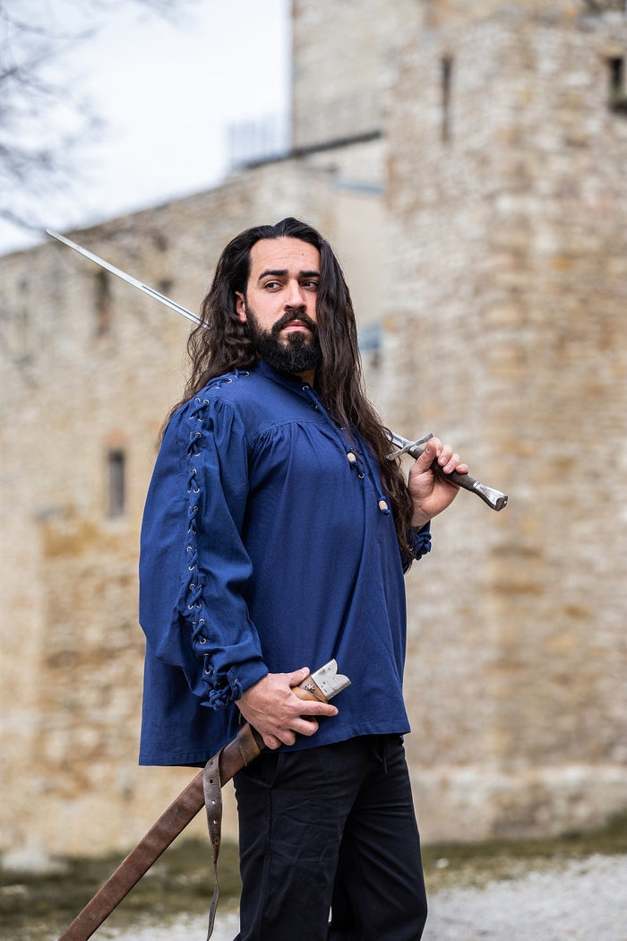 Pirat skjorta med snörning, blå