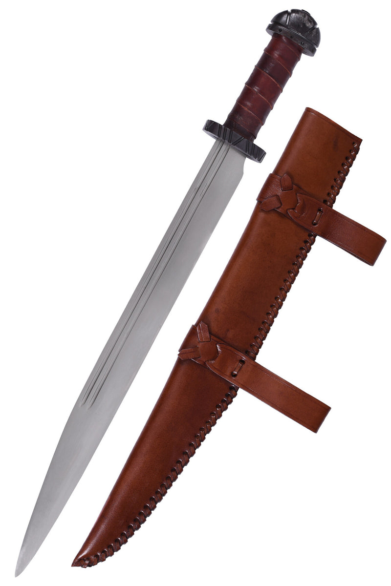 Sax fra 900-tallet med lædergreb, semi-skarp