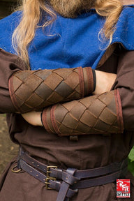 Ādas Vikingu rokas aizsargi, brūni, pāris