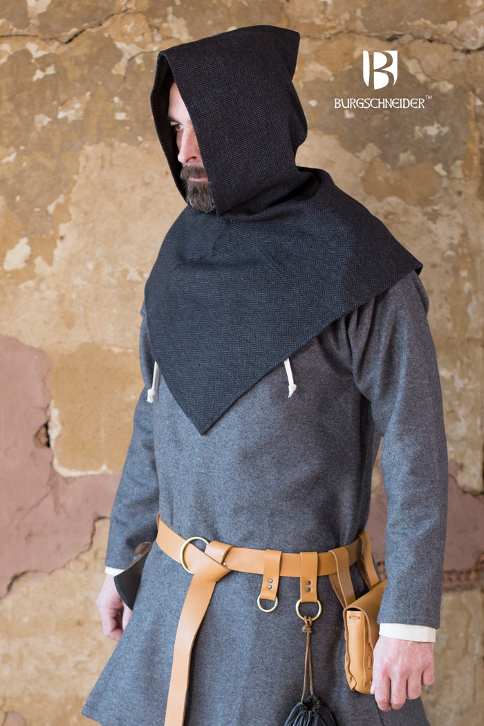 Kaproen vissegraatmotief Knud, zwart-grijs, wolmix