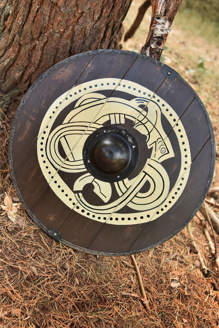 Viking shield with Midgard snake