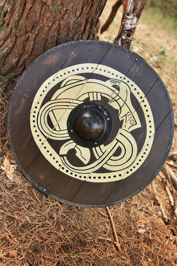 Bouclier viking avec serpent de Midgard