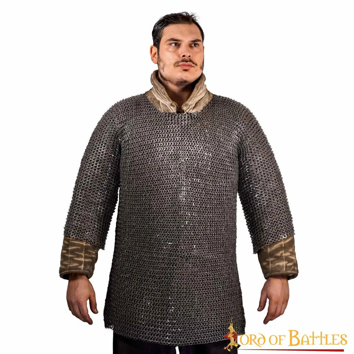 Maliëhaubergeon, blandede flade ringe, runde klinknagler, 9 mm